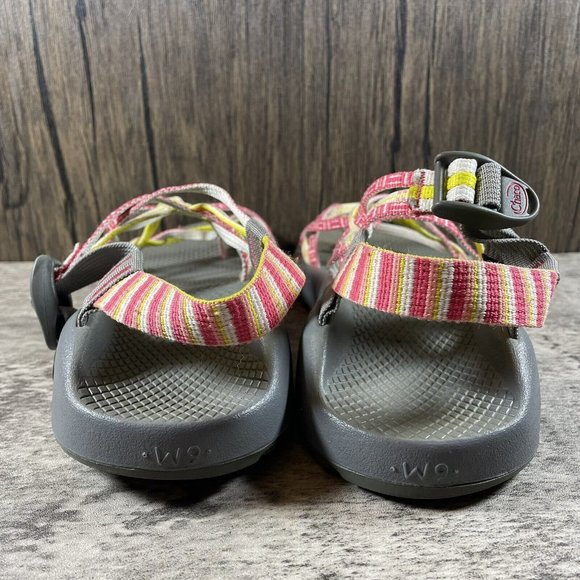 Chaco Sandals ZX3 Classic Pink & Yellow Triple Strap Slingback Hiking Womens 9 - Picture 5 of 8